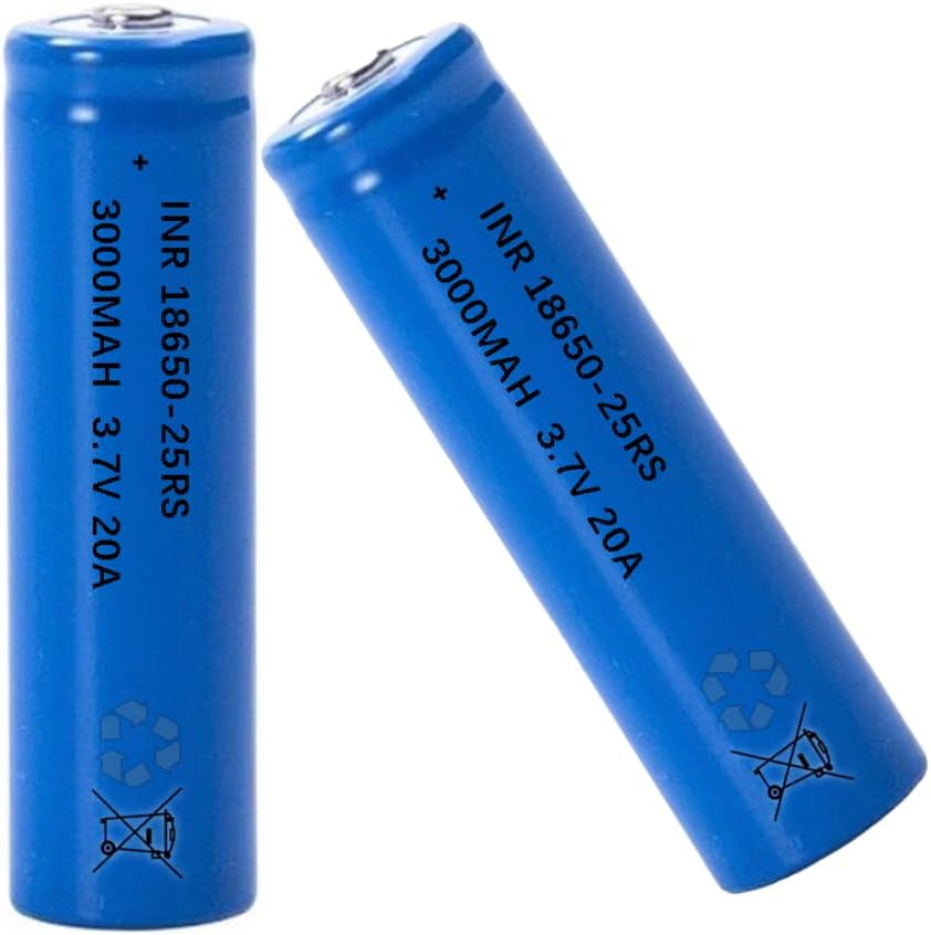 AFSONGOO 3.7 Volt 2 Packs Button Top Rechargeable Batteries 3000mAh for Flashlights, Headlamps, Doorbells, RC Cars (Blue)…