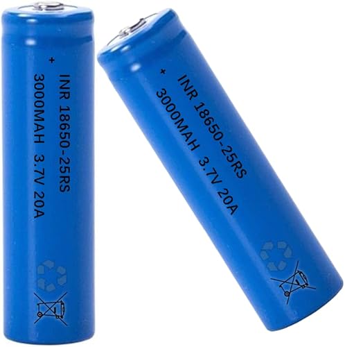 AFSONGOO Paquete de 2 baterías recargables con botón superior de 3,7 voltios de 3000 mAh para linternas, faros, timbres de puerta, autos RC (azul)