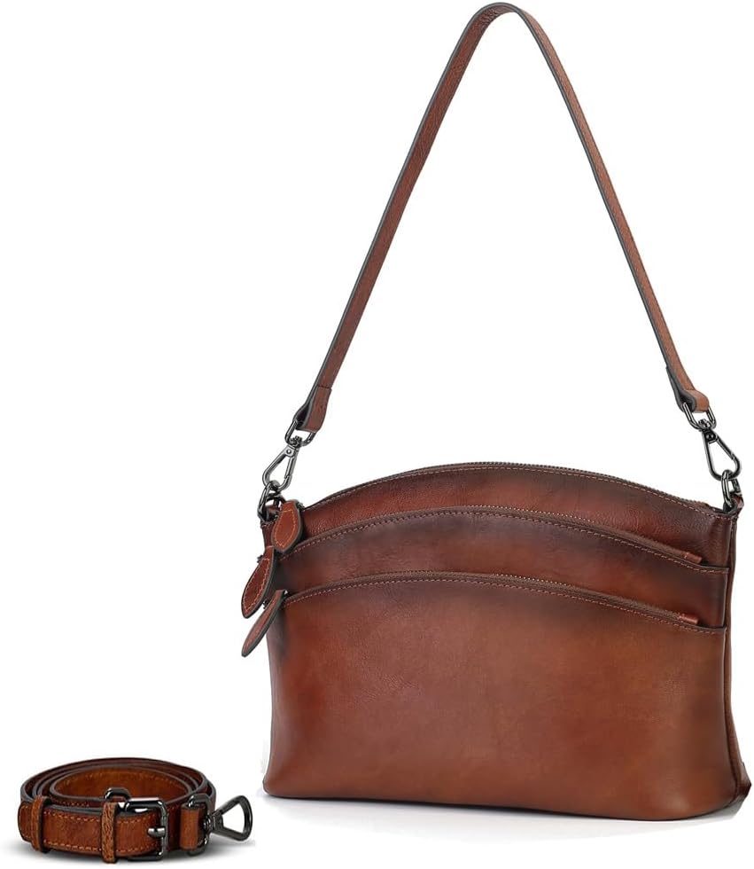 Genuine Leather Purses for Women Hand Bags Vintage Crossbody Bags for Women Shoulder Bag | Genuine Leather, Purses, for Ladies, with Two Strap