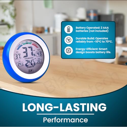 Image of Blackt Elecrotech BTHT1 Digital Weather Station with Temperature Sensor & Hygrometer | Indoor Thermometer with Humidity Meter, Touch Display & Comfort Indicator