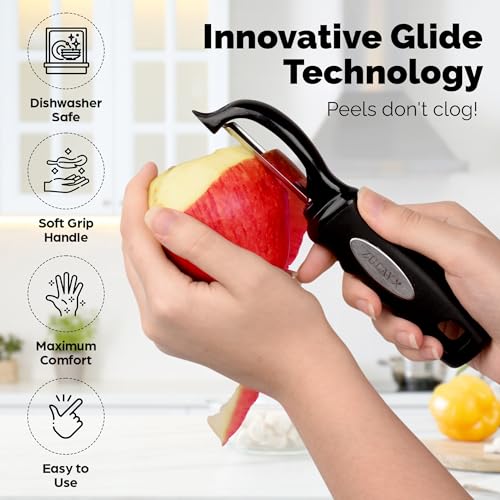 Zulay-Kitchen-Premium-Vegetable-Peeler-for-Kitchen-Swivel-Peeler-with-Razor-Sharp-Stainless-Steel-Blades-Strong-Ergonomic-Handle-Dishwasher-Safe-Easy-To-Use-with-Blemish-Remover-Black