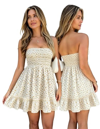 Image of EG CHRIS G Summer Dresses for Women Strapless Tube Top Mini Dresses Beach Boho Sundress 2025