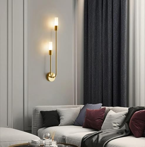 Image of Nautical Art Home Decor Instruments Metal Gold Finish 2 Tube Wall Lamp LED Lights - Warm White /Pack of 2 Full Brass Light