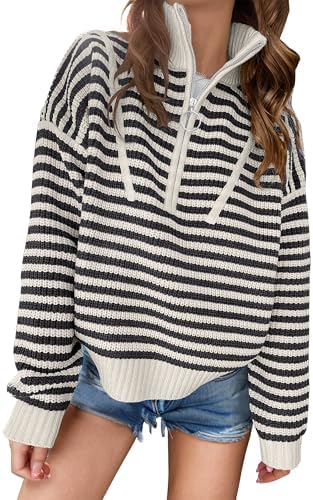 <h3>Striped Quarter-Zip Sweater</h3>