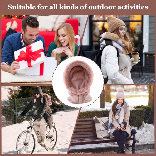 Image of Winter Fleece Balaclava Warm Men Hood Hat Knitted Hooded Scarf for Women Unisex Skull Cap