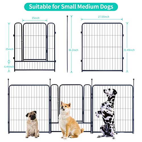 Image of Dog Playpen Portable Outdoor Dog Fence, Dog Playpen for Large /Medium /Small Dogs, Dog Fences for The Yard with Doors Foldable Metal