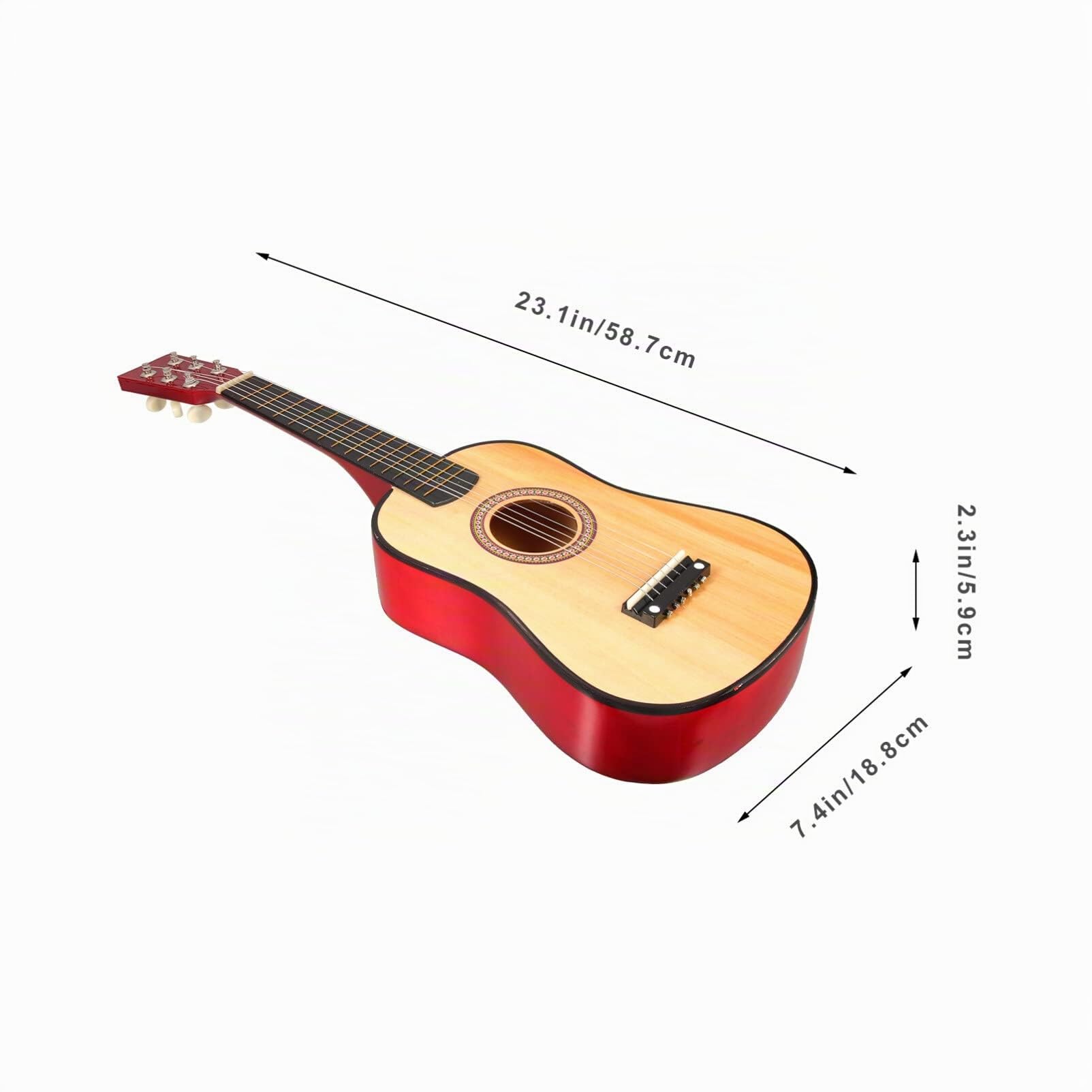 Vaguelly Petite Guitare Portable À 6 Cordes De 23 Pouces avec Médiator Jouet Musical pour Enfants Débutants (Bois) À Partir De 3 Ans