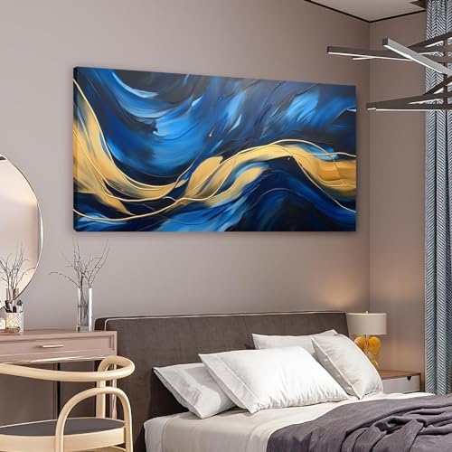 Peinture sur toile bleue et dorée de qualité supérieure YIUEYI