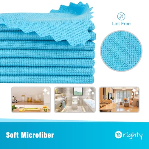 Image of Orighty Cleaning Cloths 12x12 inch, Pack of 24, Highly Absorbent Microfiber Cleaning Supplies, Lint Free Cloths for Multiple-use, Powerful Cleaning Rags for House, Kitchen, Car Care (Blue)