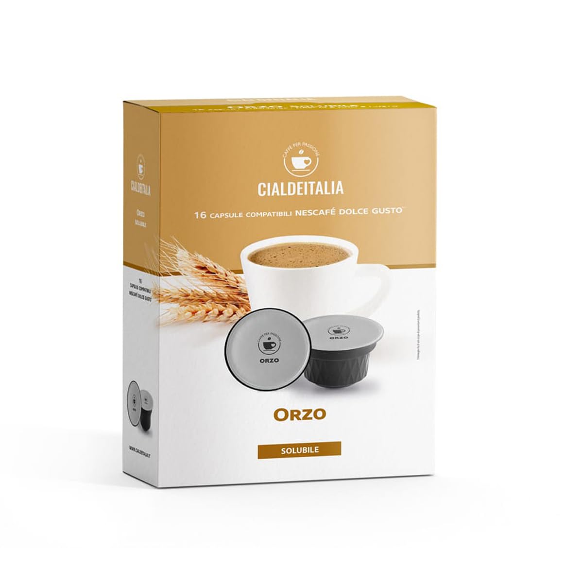 Cialdeitalia - Orzo Capsule Compatibili con macchine Nescafé Dolce Gusto, Bevanda Solubile d’Orzo Senza Caffeina dal Gusto Naturale, 192 Capsule