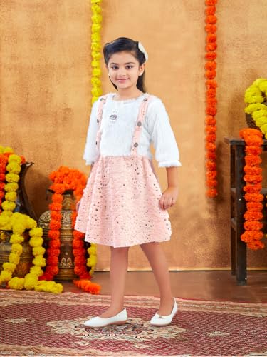 Image of Aarika Girls Turquoise Colour Foil Print Winter Woolen Frock