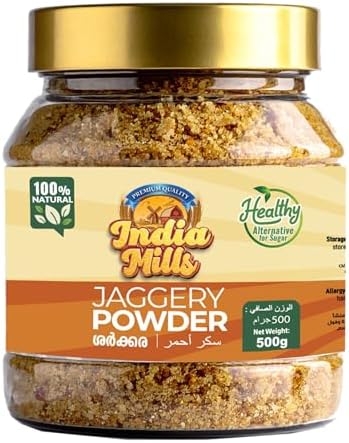India Mills Jaggery Powder 500g Jar | Natural & Unrefined Sweetener | Chemical-Free, Sulphur-Free | Traditional Indian Superfood