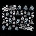 Produktbild Nailart - Sticker mit Glitter/Glitzer - selbstklebend - Weihnachten/Winter/Christmas - 703-TJ057-silber