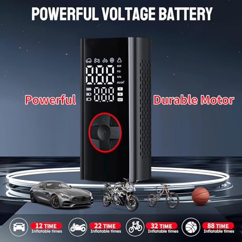 Image of Tire Inflator Portable Air Compressor - 150PSI Mini Cordless Air Pump with Digital Tire Pressure Gauge, Accurate Dual LCD Display & LED Light, Tires Pump for Car /Motorcycle /Bike /Ball