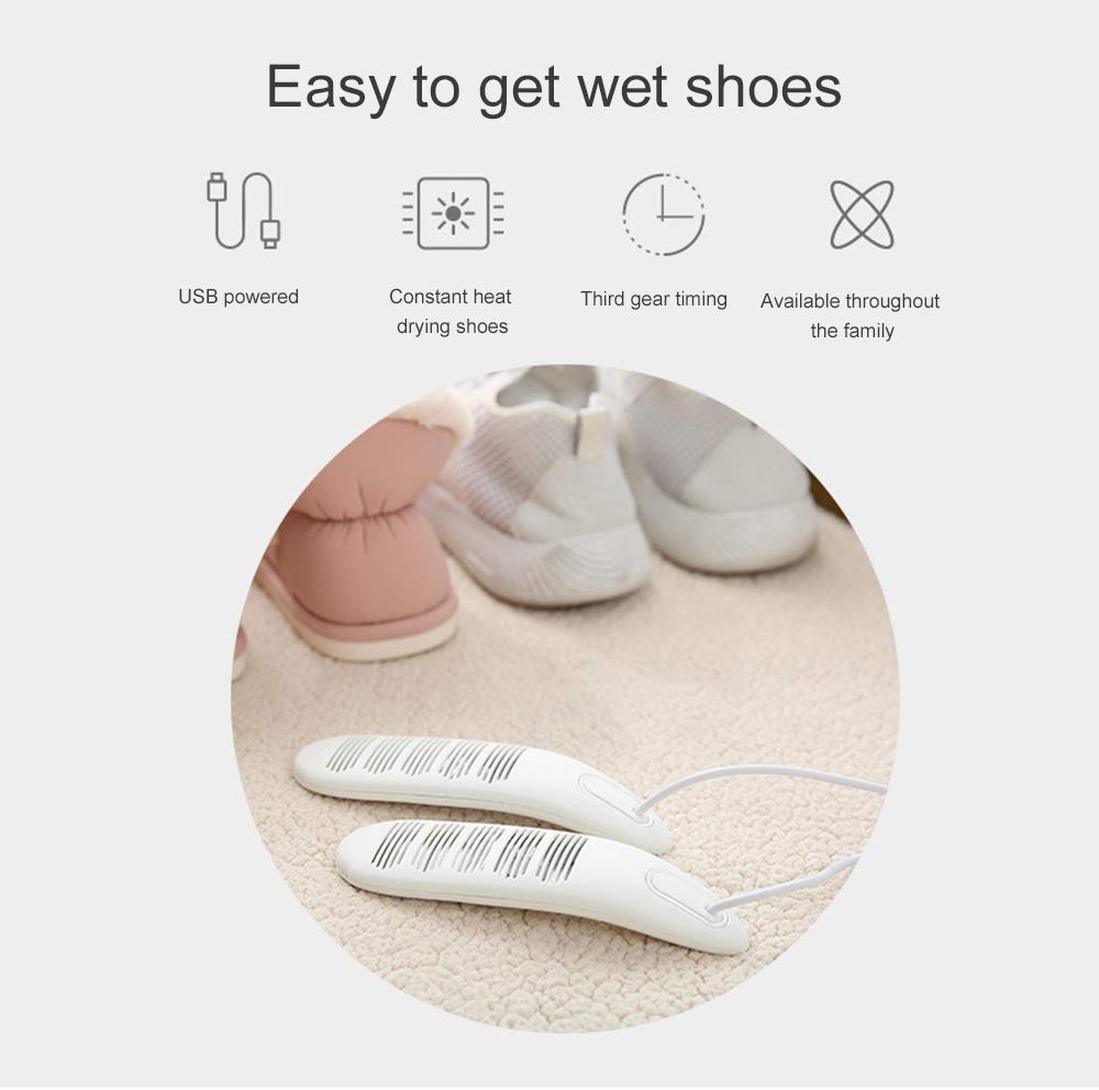 Asciuga Scarpe Scalda Scarponi Elettrico, Guanti Portatili USB Riscaldatore per Calzature, con Timer e Deodorante per prevenire odori e batteri