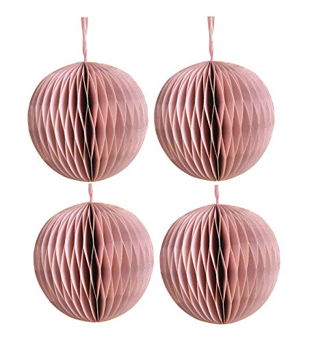Schmucks HOME Weihnachtskugeln 4er Set aus Pappe, Christbaumkugeln Glitzer Weihnachtsbaum Deko zum Aufhängen-Weihnachtskugeln 10 cm rosa Gold (rosa) Cover
