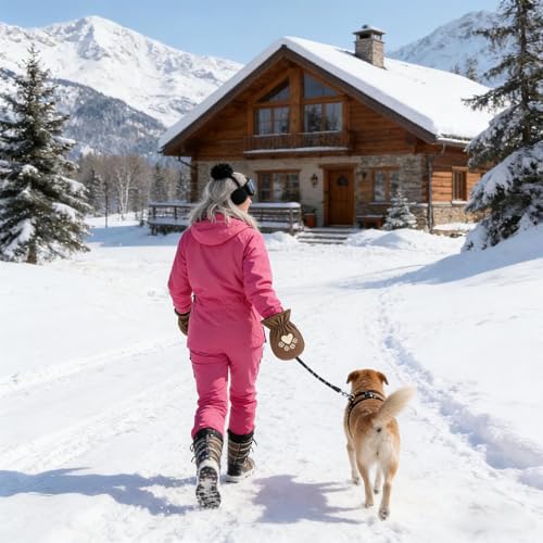 Winter Dog Lead | 20,66 cm Handwärmer, wärmeisolierend, wasserdicht, winddicht, Samt, Stoff, TPU, Sicherheitsleine für Hunde | Winter Outdoor Cold Weather Puppy Pet Owners