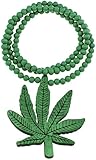 GWOOD Cannabis Weed Good Wood Green Pot Leaf Replica Pendant with 36 Inch Necklace