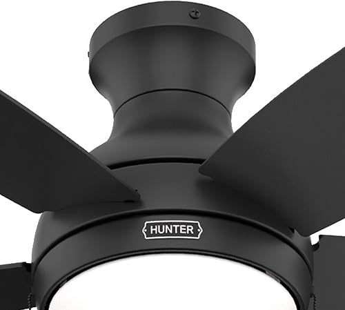 Miniatura 3 de Hunter Fan Ventilador de techo de 44 pulgadas de bajo perfil con acabado negro mate con kit de luz LED y cadena de tracción (renovado)