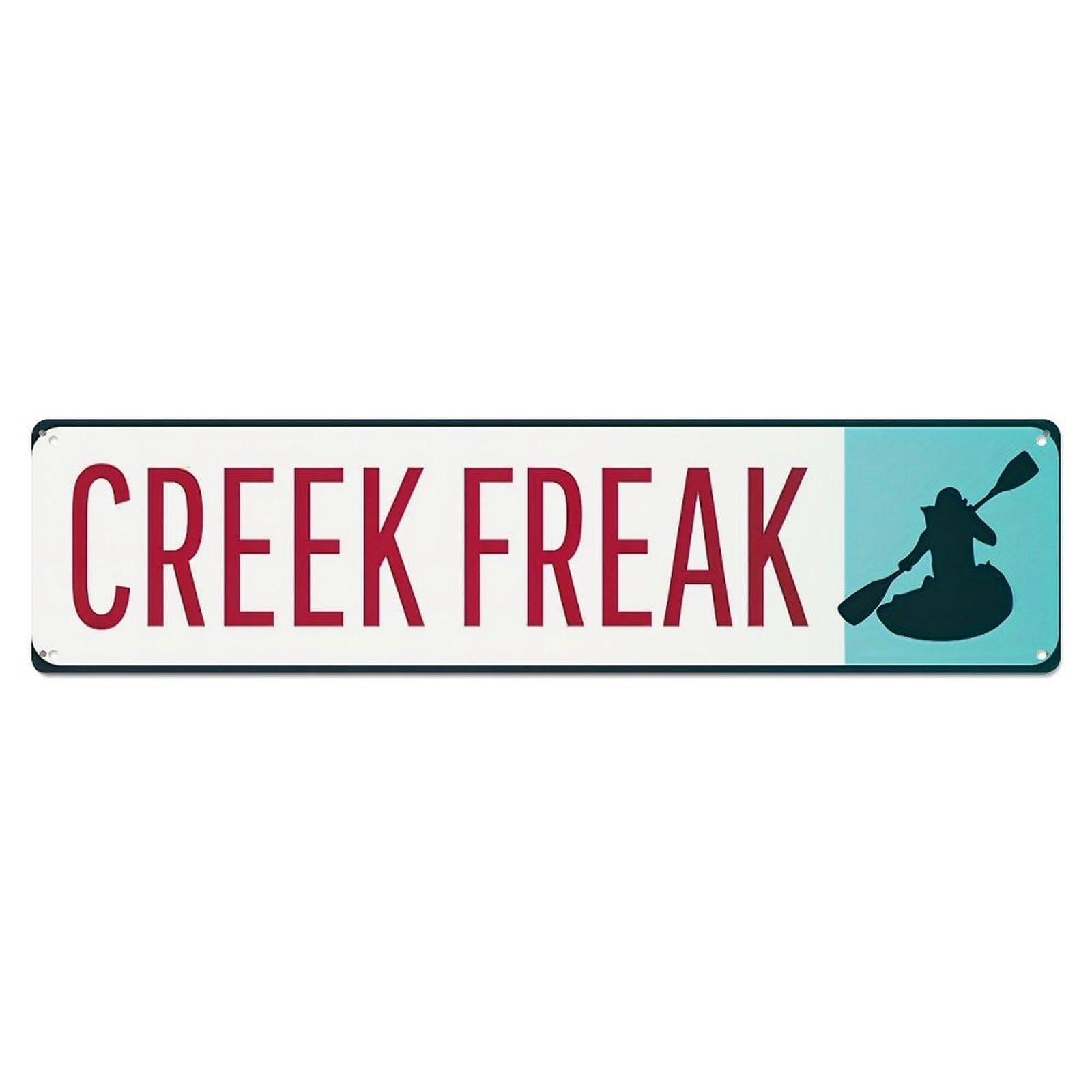 Creek Freak Kayak Silhouette Design Metal Tin Sign Plaque