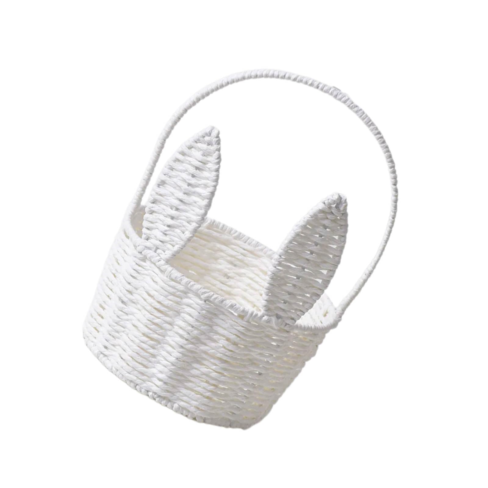 MICFENY Fashionable Handmade Handwoven Rabbits Ears Basket Romance Styles Portable for Home Decoration and Storage