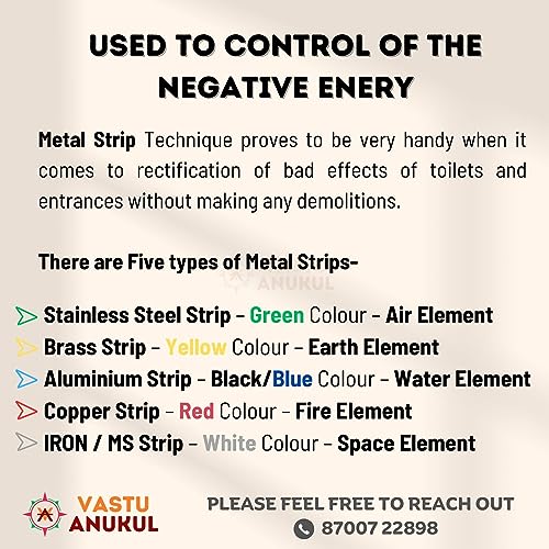 Image of Premium Metal Vastu Strips (Size L 10.2 Feet x W1 inch /25mm x 0.2 mm Gauge Thickness Vastu Remedies for Entrance, Toilet Correction and Zone Balancing - (Aluminium)
