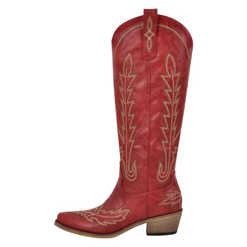 sexytag Cowboy Boots for Women Knee High Cowgirl Boots Wide Calf Embroidered Western Boots2