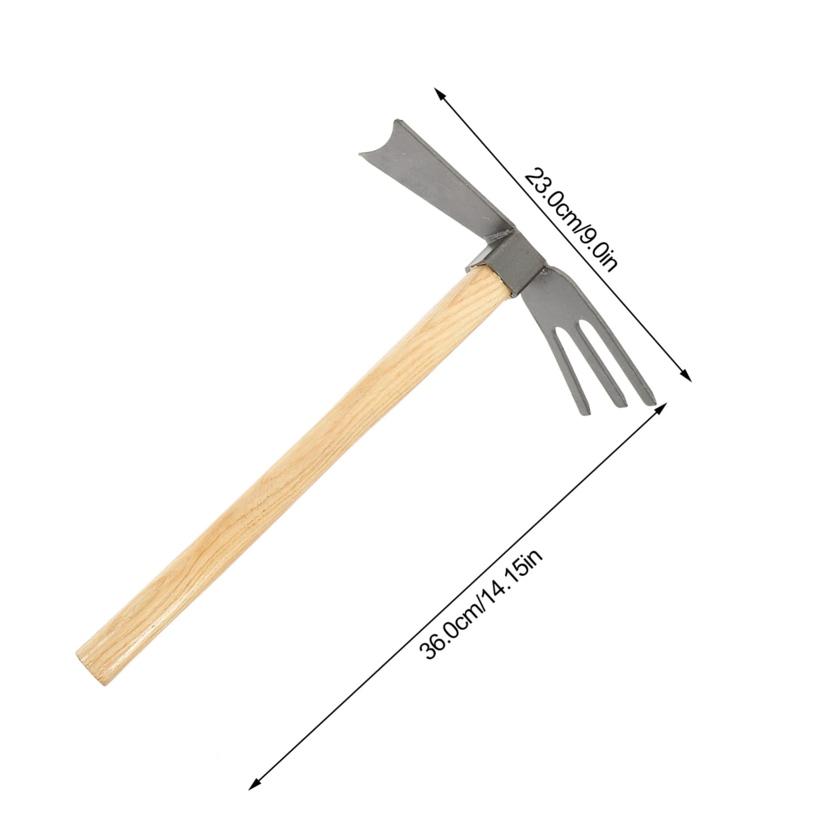 HANABASS Vegetable Gardening Hoe 2-Piece Set Steel Wood Hoe for Easy Digging Planting