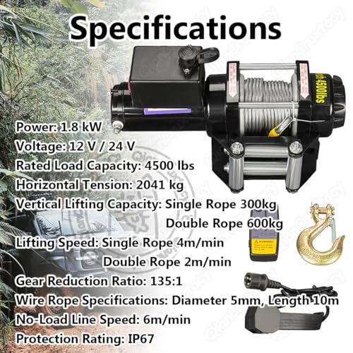 Winche Eléctrico con Cable de Acero y Control Remoto miniatura 2