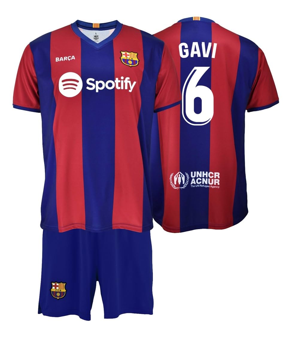 Futbol Club Barcelona Camiseta y Pantalón - GAVI 6 - Primera Equipación Temporada 2023/2024 - Réplica Oficial con Liciencia Niño