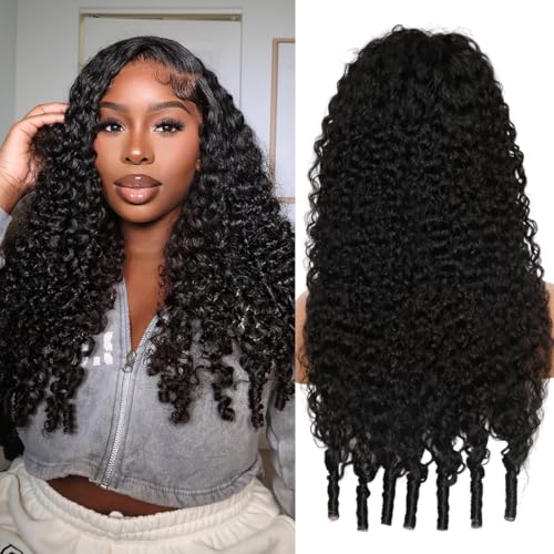 Recomtic 13x6 Lace Front Wigs Human Hair Burmese Curly Wig for Black Women 250 Density Water Wave Pre Plucked Transparent Lace Frontal 100% Human Hair Wigs with Spiral End Natural Color 24inch