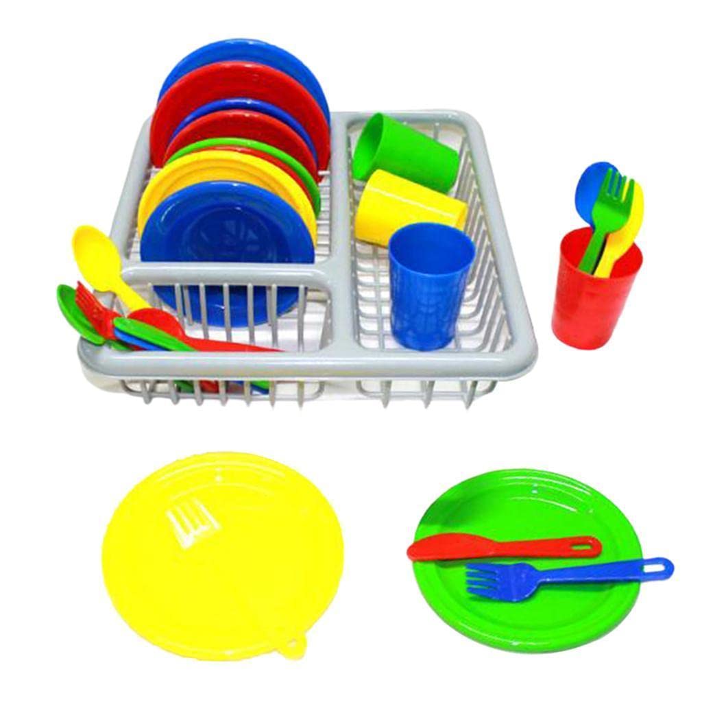 Juguete Cocina Infantil Set Accesorios Alimentos Utensilios Plástico Seguro Apto para Desarrollo Motricidad Fina Aprendizaje TEM, 50x50x16cm