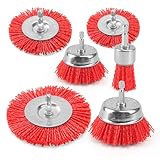 POLIWELL Nylon Abrasive Brush for Drill, 6 Pack Nylon Filament Wire Wheel & Cup Brush Set, 1/4 Inch Hex Shank...