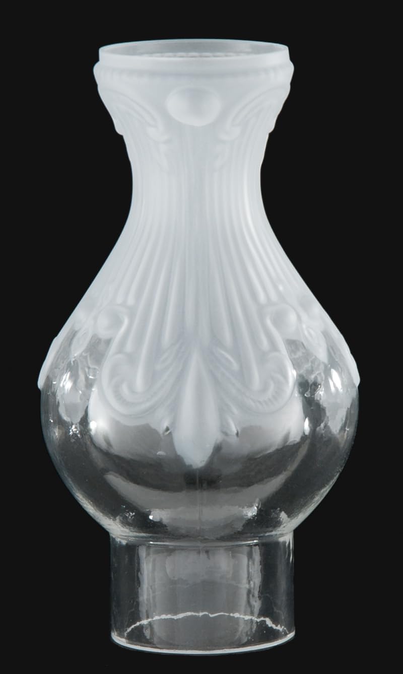 B&P Lamp® No. 1 Size, "Princess Feather" Frosted & Clear Chimney