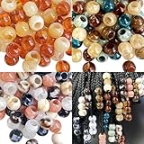 450Pcs African Hair Beads for Braids for Women Brown Large Hole Pony Bead for Braiding 12mm Small Round Macrame Jewelry Crafts Beading Supplies
