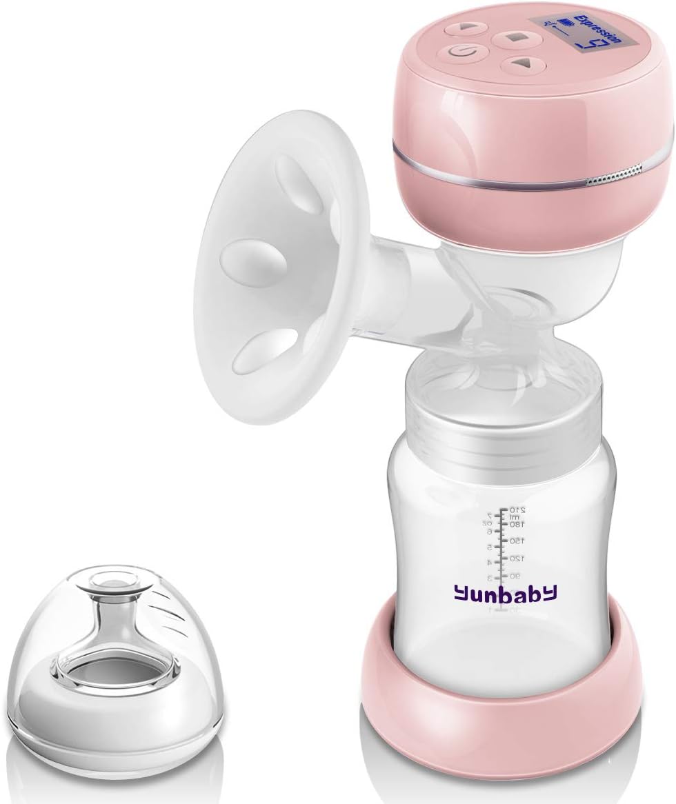 Electric Breast Pump Portable Single Small Milk Pump Best for Travel Office Breastfeeding, USB Rechargeable with Massage Adjustable Suction, BPA Free - Pink