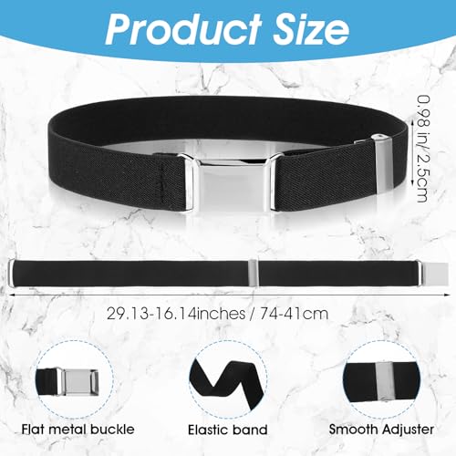 Bremorou Toddler Boy Belt Set Kids Elastic Adjustable Stretch Belt With Silver Square Buckle For Boys Girl Children Pants Uniform Jeans Causal (Black, Silver Gray, Coffee)2