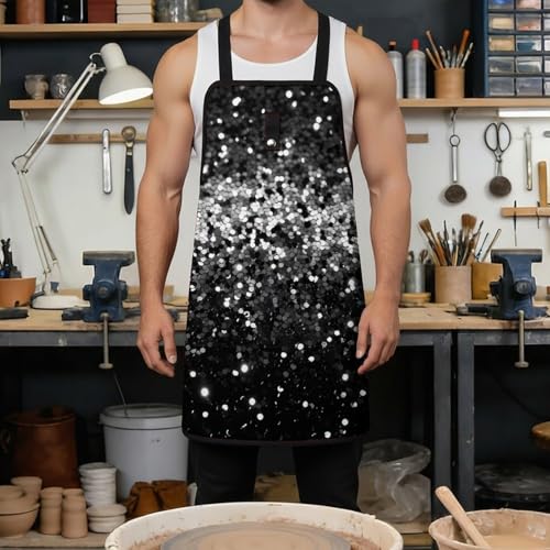 Delantal de trabajo impermeable con 8 bolsillos negro y blanco miniatura 4