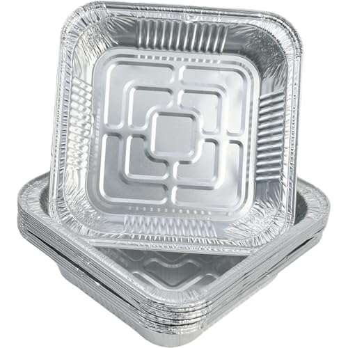 Temeemeg 30 Stück Aluminiumpfannen, 20, 3 x 20, 3 cm, robuste Einweg-Aluminiumfolienpfannen, gefrier- und ofenfestes Backgeschirr aus Alufolie zum Backen, Kochen, Erhitzen und Aufbewahren..