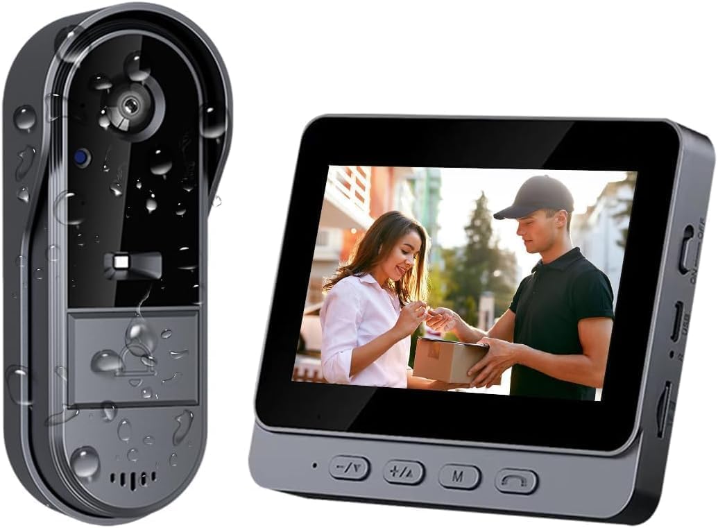 TKMARS Video Türklingel Kabellos Videotürklingel mit Monitor 170°Türklingel mit Kamera Unterstützt Bidirektionale Kommunikation und Automatische Erfassung