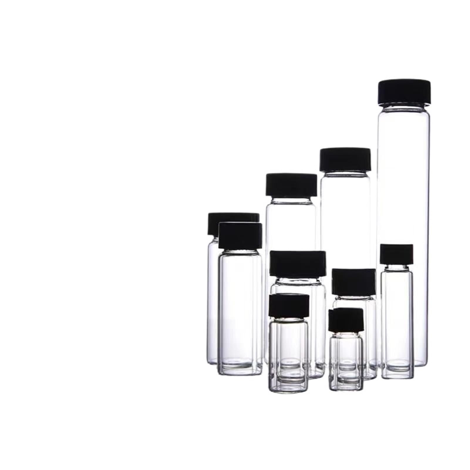 Szklana butelka laboratoryjna na odczynniki, Szklane butelki na próbki 20 szt. 3–50 ml Przezroczyste/brązowe z zakrętkami(5ml clear)