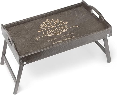 Maverton Escritorio gris para ella Bandeja de servir personalizada con patas plegables para hombre Mesa de desayuno para Navidad Accesorio