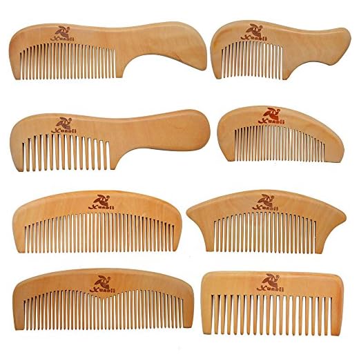 Xuanli® 8 Pcs The Family Of Hair Comb set - Wood with Anti-Static & No Snag Handmade Brush for Beard, Head Hair, Mustache With Gift Box (S021)