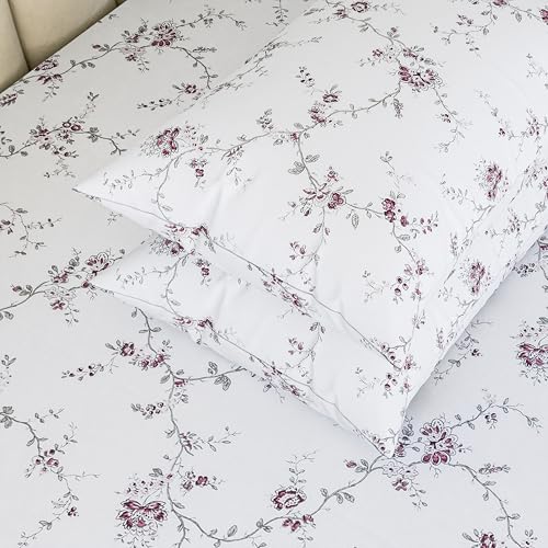 Image of LINENWALAS 100% Cotton Percale Large Standard Size Pillow Case Set of 2, Crisp and Cooling 200 TC, Premium Cotton Printed Bed Pillow Covers (20x30 inch, Vineyard)