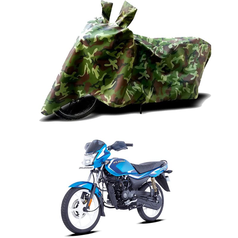 Image of 100% Water Resistant Bike Scooty Two Wheeler Body Cover Compatible for Bajaj Platina 110 ES Drum /UV-Rays /Heat Protection /Birds Dropping /Scratchproof /Dust Proof /Waterproof /All [Green MJ]