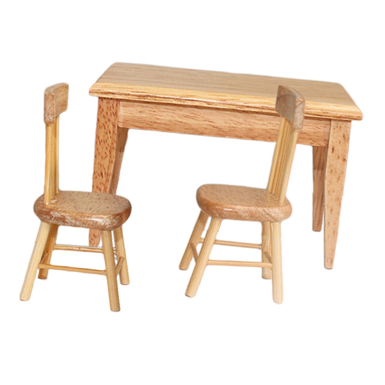 TOYANDONA Mini Table and Chairs Set 1 12 Scale Wooden Doll House Furniture Small Dining Table with 2 Chairs for Doll House Accessories and Micro Landscape Decoration