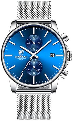 GOLDEN HOUR Men’s Watch Fashion Sleek Minimalist Quartz Analog Mesh Stainless Steel Waterproof Chronograph Watches