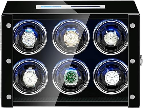FENOKD Watches and Jewelry Automatic Watch Winder for 6 Watches LCD Touch Screen Quiet Motor Remote Control Adjustable Watch Pi