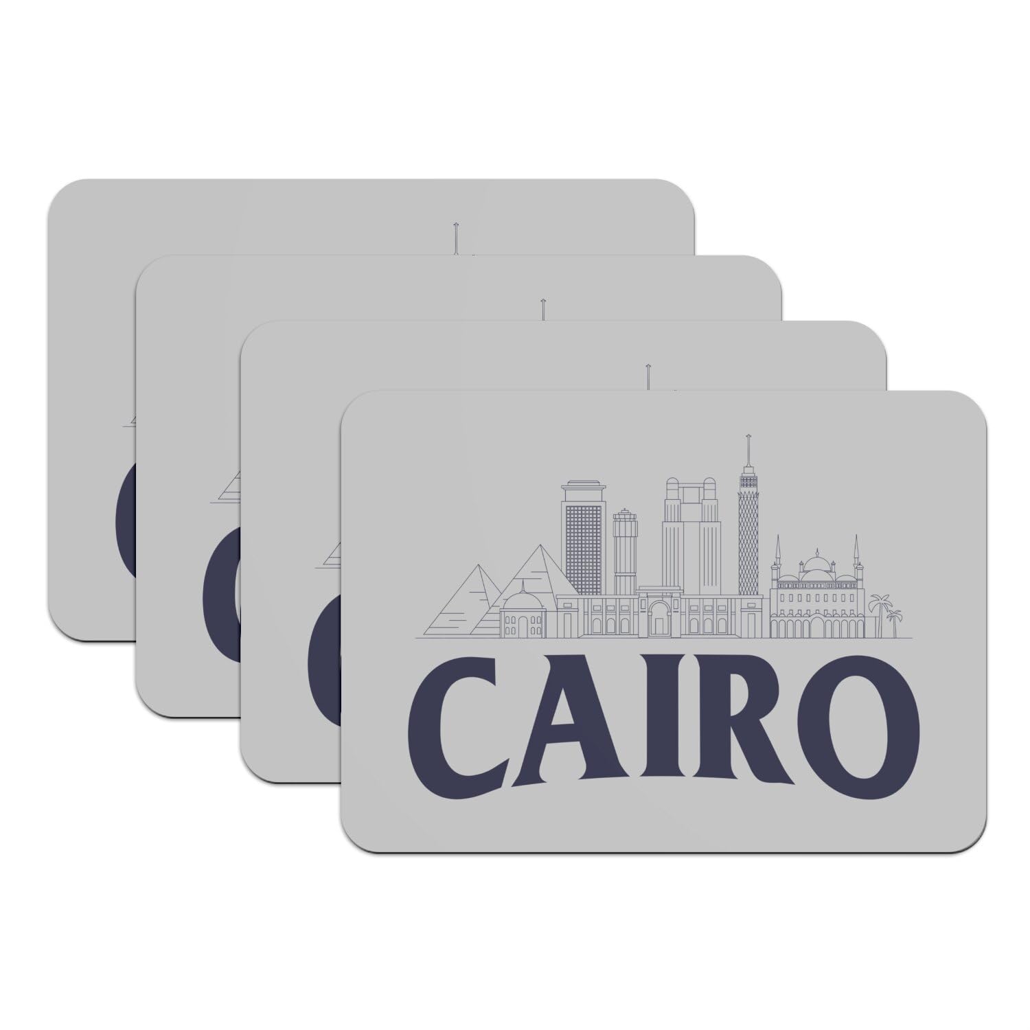 Sets de table en caoutchouc gris Le Caire Égypte 4 pièces 39,5x28,5 cm