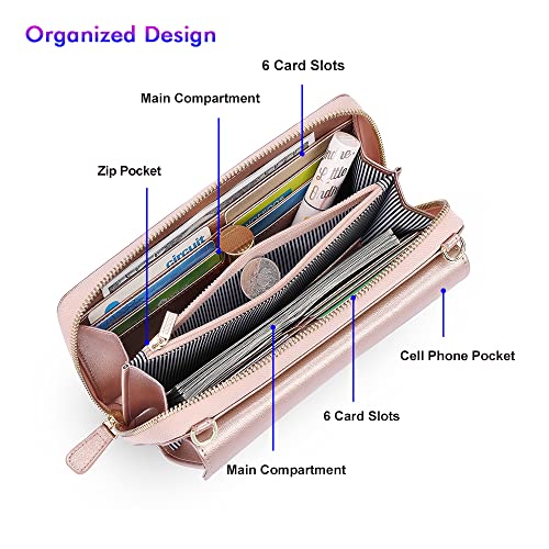 Image of nuoku Small Purse for Women, RFID Blocking Wristlet Wallet, Crossbody Clutch with Cell Phone Pocket